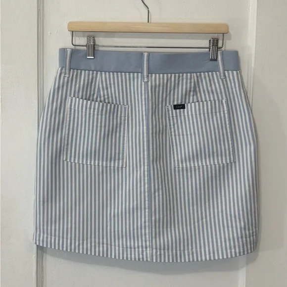NWT Lee Women’s Mid Rise White & Shy Blue Stripe Cotton Blend Skort, Size 10 - Picture 6 of 15